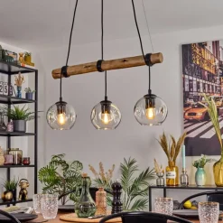 hofstein Ripoll Suspension, Boule lumineuse, Suspension Écru, Noir, 3 lumières