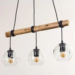 hofstein Ripoll Suspension, Boule lumineuse, Suspension Écru, Noir, 3 lumières