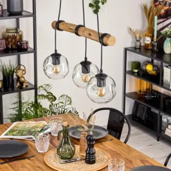 hofstein Ripoll Suspension, Boule lumineuse, Suspension Écru, Noir, 3 lumières