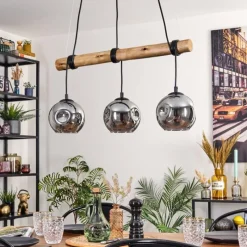 hofstein Ripoll Suspension, Boule lumineuse, Suspension Écru, Noir, 3 lumières