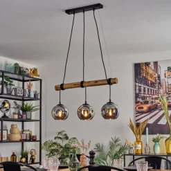 hofstein Ripoll Suspension, Boule lumineuse, Suspension Écru, Noir, 3 lumières