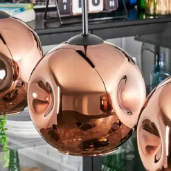 hofstein Ripoll Suspension, Boule lumineuse, Suspension Cuivré, 3 lumières