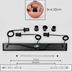 hofstein Ripoll Suspension, Boule lumineuse, Suspension Cuivré, 3 lumières