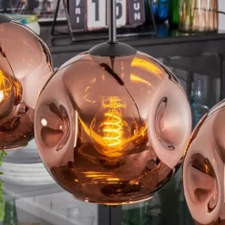 hofstein Ripoll Suspension, Boule lumineuse, Suspension Cuivré, 3 lumières