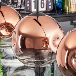 hofstein Ripoll Suspension, Boule lumineuse, Suspension Clair, Cuivré, 3 lumières