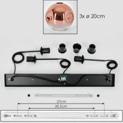 hofstein Ripoll Suspension, Boule lumineuse, Suspension Clair, Cuivré, 3 lumières