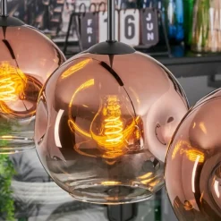 hofstein Ripoll Suspension, Boule lumineuse, Suspension Clair, Cuivré, 3 lumières