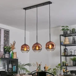 hofstein Ripoll Suspension, Boule lumineuse, Suspension Clair, Cuivré, 3 lumières