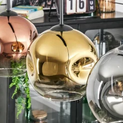 Lampes Dorées-hofstein Ripoll Suspension, Boule lumineuse, Suspension Or, Clair, Cuivré, Fumé, 3 lumières