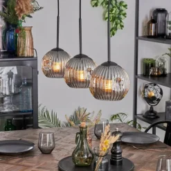 hofstein Ripoll Suspension, Boule lumineuse, Suspension Fumé, 3 lumières