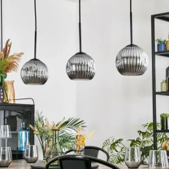 hofstein Ripoll Suspension, Boule lumineuse, Suspension Fumé, 3 lumières