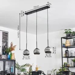 hofstein Ripoll Suspension, Boule lumineuse, Suspension Fumé, 3 lumières