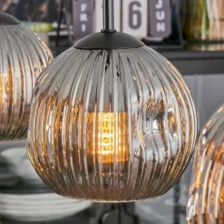 hofstein Ripoll Suspension, Boule lumineuse, Suspension Fumé, 3 lumières
