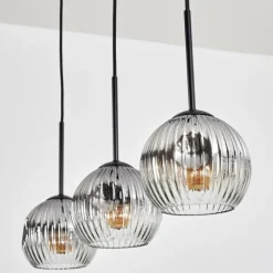 hofstein Ripoll Suspension, Boule lumineuse, Suspension Chrome, Clair, Fumé, 3 lumières