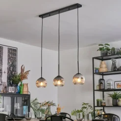 hofstein Ripoll Suspension, Boule lumineuse, Suspension Chrome, Clair, Fumé, 3 lumières