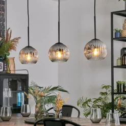 hofstein Ripoll Suspension, Boule lumineuse, Suspension Clair, Fumé, 3 lumières