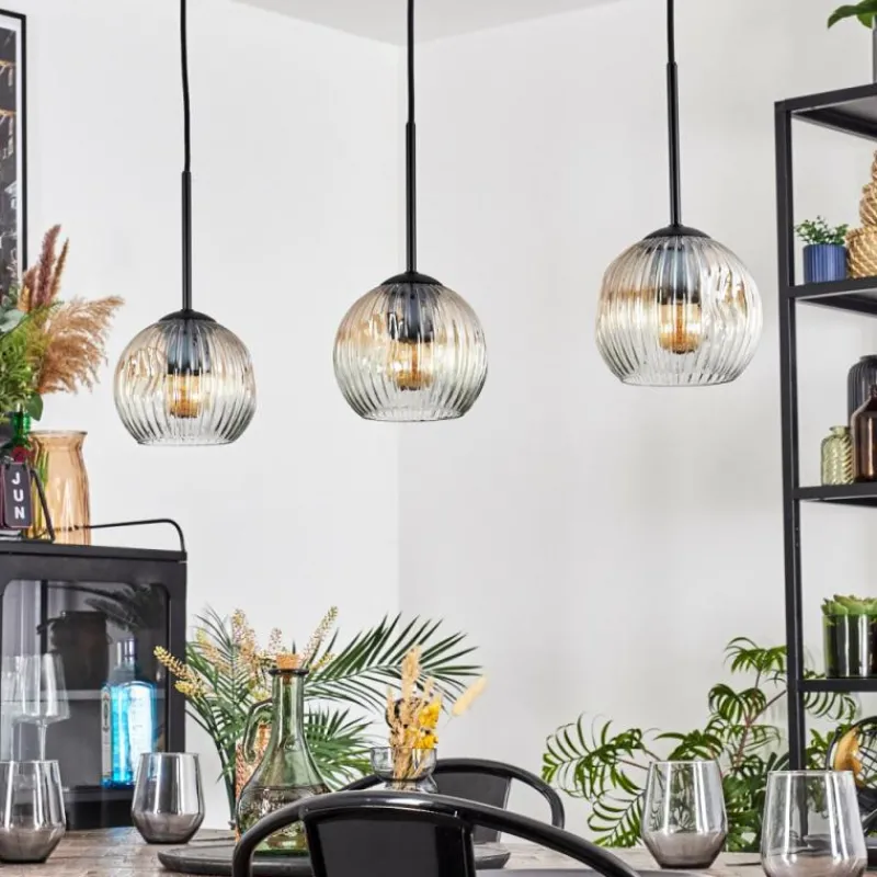 Lampes À Boules-hofstein Ripoll Suspension, Boule lumineuse, Suspension Ambre, Clair, 3 lumières