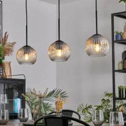 Lampes À Boules-hofstein Ripoll Suspension, Boule lumineuse, Suspension Ambre, Clair, 3 lumières