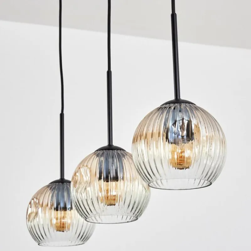 Lampes À Boules-hofstein Ripoll Suspension, Boule lumineuse, Suspension Ambre, Clair, 3 lumières