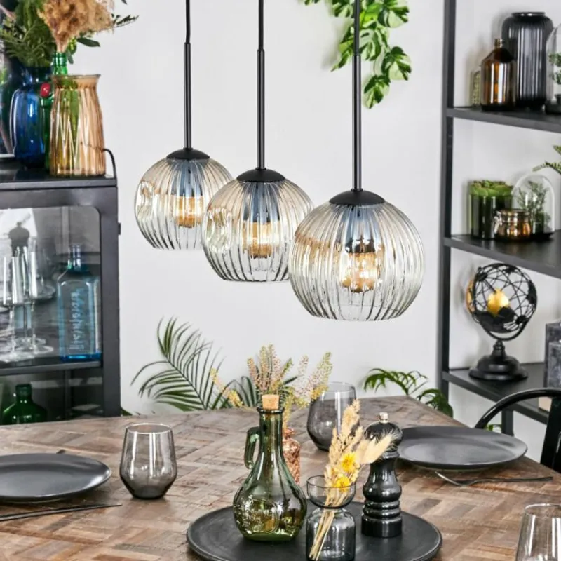 Lampes À Boules-hofstein Ripoll Suspension, Boule lumineuse, Suspension Ambre, Clair, 3 lumières