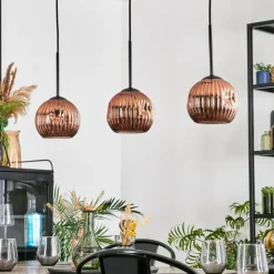 hofstein Ripoll Suspension, Boule lumineuse, Suspension Cuivré, 3 lumières