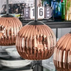 hofstein Ripoll Suspension, Boule lumineuse, Suspension Cuivré, 3 lumières