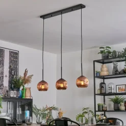 hofstein Ripoll Suspension, Boule lumineuse, Suspension Cuivré, 3 lumières