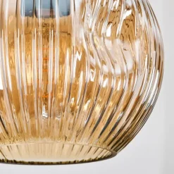 Suspension Verre Fumé-hofstein Ripoll Suspension, Boule lumineuse, Suspension, Suspension grappe Ambre, Chrome, Fumé, 3 lumières