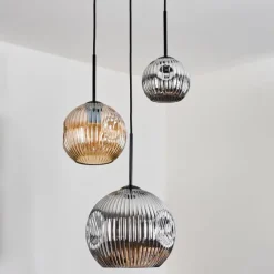 Suspension Verre Fumé-hofstein Ripoll Suspension, Boule lumineuse, Suspension, Suspension grappe Ambre, Chrome, Fumé, 3 lumières