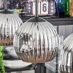 Suspension Verre Fumé-hofstein Ripoll Suspension, Boule lumineuse, Suspension Chrome, Fumé, 3 lumières