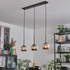 Suspension Verre Fumé-hofstein Ripoll Suspension, Boule lumineuse, Suspension Chrome, Fumé, 3 lumières