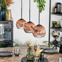 hofstein Ripoll Suspension, Boule lumineuse, Suspension Clair, Cuivré, 3 lumières