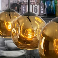 hofstein Ripoll Suspension, Boule lumineuse, Suspension Or, 3 lumières