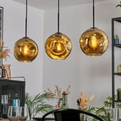 hofstein Ripoll Suspension, Boule lumineuse, Suspension Or, 3 lumières