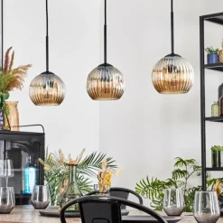 hofstein Ripoll Suspension, Boule lumineuse, Suspension Ambre, 3 lumières