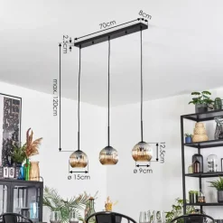 hofstein Ripoll Suspension, Boule lumineuse, Suspension Ambre, 3 lumières