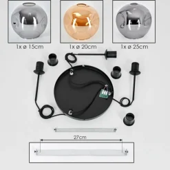 hofstein Ripoll Suspension, Boule lumineuse, Suspension, Suspension grappe Ambre, Fumé, 3 lumières