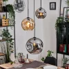 hofstein Ripoll Suspension, Boule lumineuse, Suspension, Suspension grappe Ambre, Fumé, 3 lumières