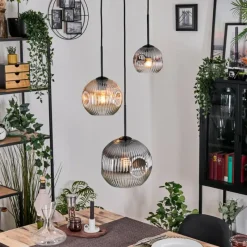 Suspension Verre Fumé-hofstein Ripoll Suspension, Boule lumineuse, Suspension grappe Ambre, Clair, Fumé, 3 lumières