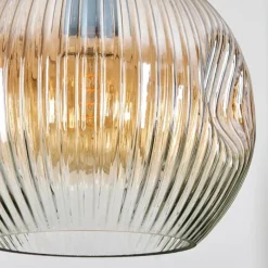 hofstein Ripoll Suspension, Boule lumineuse, Suspension grappe Ambre, Clair, Fumé, 3 lumières