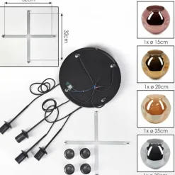Lampes Dorées-hofstein Ripoll Suspension, Boule lumineuse, Suspension grappe Ambre, Or, Cuivré, Fumé, 4 lumières