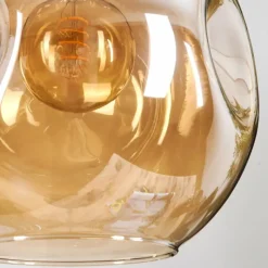 Lampes Dorées-hofstein Ripoll Suspension, Boule lumineuse, Suspension grappe Ambre, Or, Cuivré, Fumé, 4 lumières