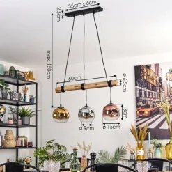 Lampes Dorées-hofstein Ripoll Suspension, Boule lumineuse, Suspension Écru, Noir, 3 lumières