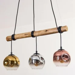 Lampes Dorées-hofstein Ripoll Suspension, Boule lumineuse, Suspension Écru, Noir, 3 lumières