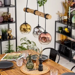 Lampes Dorées-hofstein Ripoll Suspension, Boule lumineuse, Suspension Écru, Noir, 3 lumières