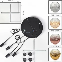 Lampes Dorées-hofstein Ripoll Suspension, Boule lumineuse, Suspension grappe Ambre, Or, Clair, Cuivré, Fumé, 4 lumières