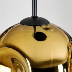 Lampes Dorées-hofstein Ripoll Suspension, Boule lumineuse, Suspension grappe Ambre, Chrome, Or, Clair, Fumé, 4 lumières