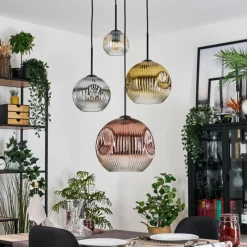 Lampes Dorées-hofstein Ripoll Suspension, Boule lumineuse, Suspension grappe Ambre, Or, Clair, Cuivré, Fumé, 4 lumières