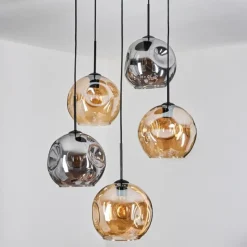Suspension Verre Fumé-hofstein Ripoll Suspension, Boule lumineuse, Suspension grappe Ambre, Fumé, 5 lumières