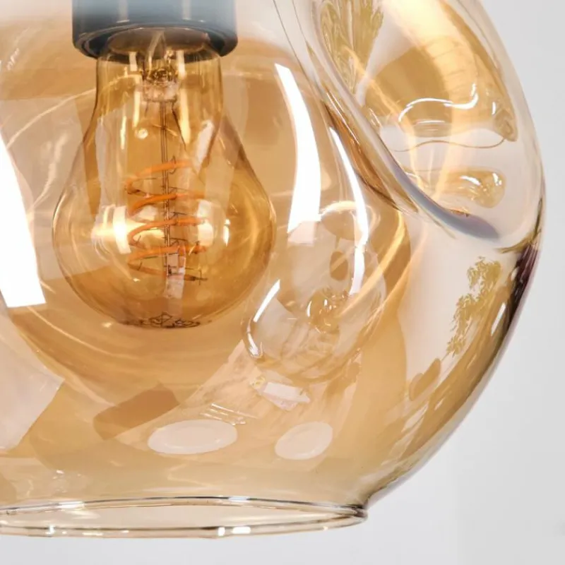 Suspension Verre Fumé-hofstein Ripoll Suspension, Boule lumineuse, Suspension grappe Ambre, Fumé, 5 lumières